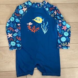 Kids Swimwear with Fish Print - Blue